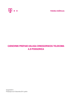 Cjenovnik prepaid usluga Crnogorskog Telekoma a.d Podgorica