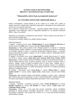 Rezultati natjecanja iz matematike 2013