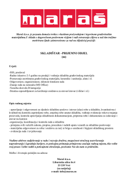 SKLADI&Scaron;TAR &ndash;PRIJEMNI ODJEL (m)