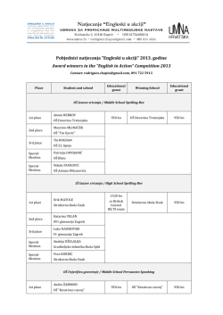 Pobjednici natjecanja "Engleski u akciji" 2013. godine