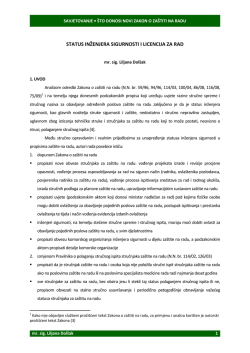 STATUS INŽENJERA SIGURNOSTI I LICENCIJA ZA RAD