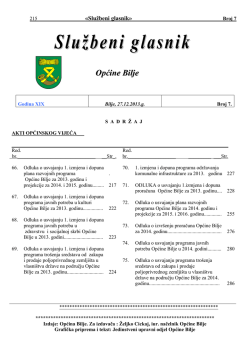 SLUŽBENI GLASNIK br. 7, 27.12.2013. godine