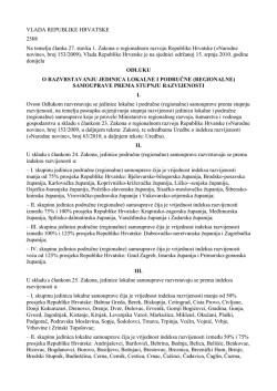 Odluka o razvrstavanju jedinica lokalne i podrucne