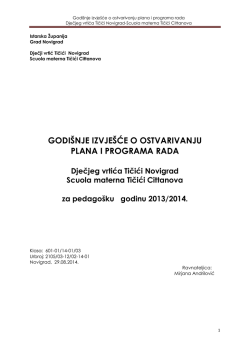 godisnje izvjesce rada dv ticici 2013-2014