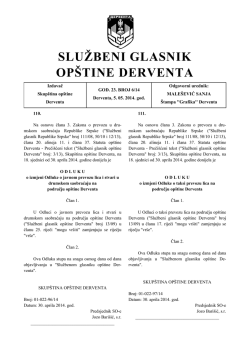 "Službeni glasnik op&scaron;tine Derventa", broj: 6/14