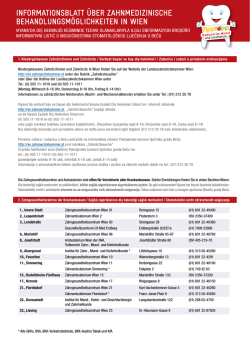 InformatIonsblatt &uuml;ber zahnmedIzInIsche behandlungsm&ouml;glIchkeIten