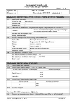 SIGURNOSNO-TEHNIČKI LIST Prema Uredbi (EZ-a