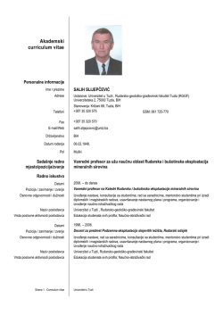 Akademski curriculum vitae - Rudarsko geolo&scaron;ko građevinski fakultet