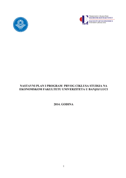 NASTAVNI PLAN I PROGRAM PRVOG CIKLUSA STUDIJA NA