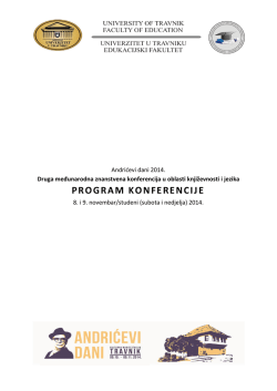 PROGRAM KONFERENCIJE - Univerzitet u Travniku