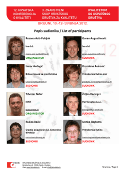 Popis sudionika / List of participants