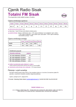 Cjenik Radio Sisak Totalni FM Sisak