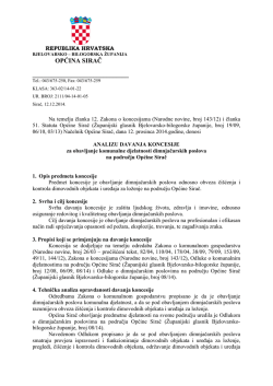 Analiza davanja koncesije za obavljanje komunalne