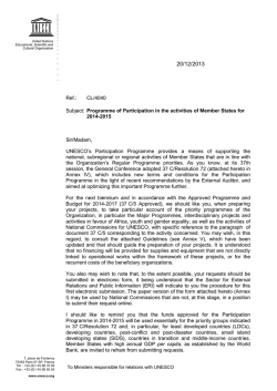 Programme of Participation in the activities of Member