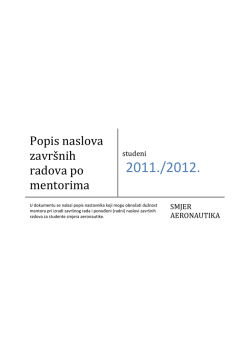 Popis naslova zavr&scaron;nih radova po mentorima