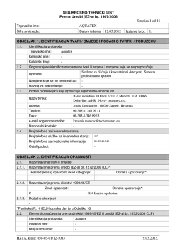 SIGURNOSNO-TEHNIČKI LIST Prema Uredbi (EZ-a