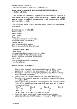 POSLOVNA MATEMATIKA PRIMJERI ZADATAKA ZA ISPIT ZA