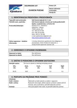 Sigurnosni list suhi kvarcni pijesak