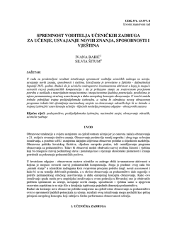 spremnost voditelja učeničkih zadruga za učenje