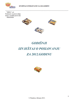 GODI&Scaron;NJI IZVJE&Scaron;TAJ O POSLOVANJU ZA 2012.GODINU