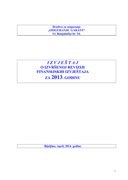 I Z V J E &Scaron; T A J - Osiguranje GARANT dd
