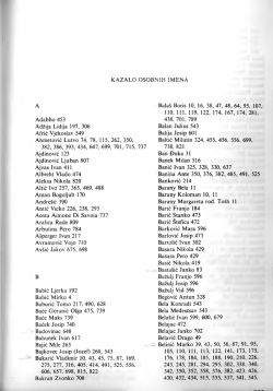 KAZALO OSOBNIH IMENA Adabbo 453 Adžija Lidija 197, 306 Afrić