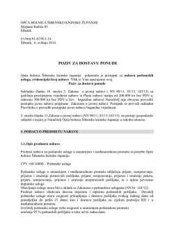 POZIV ZA DOSTAVU PONUDE - Opća bolnica &Scaron;ibensko