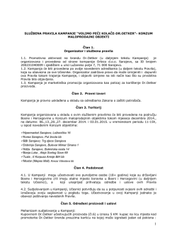 SLUŽBENA PRAVILA KAMPANJE &ldquo;VOLIMO PEĆI KOLAČE