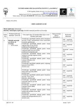 Obim akreditacije za 2014 godinu.