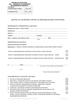 zahtjev za ovla&scaron;tenje centra za osposobljavanje strojovođa
