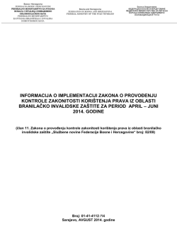 informacija o implementaciji zakona o provođenju kontrole