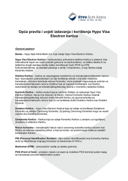 Opća pravila i uvjeti izdavanja i kori&scaron;tenja Hypo