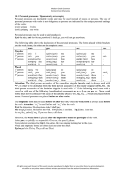 10.1 Personal pronouns / Πποσωπικέρ αντωνςμίερ