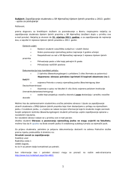 Subject: Zapo&scaron;ljavanje studenata u SR Njemačkoj