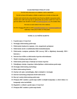ELEKTRONSKO POSLOVANJE TEME ZA ZAVR&Scaron;NE RADOVE 1. E