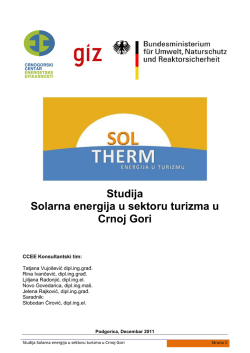 Studija Solarna energija u sektoru turizma u Crnoj Gori