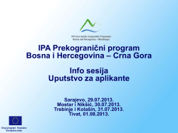 IPA Prekogranični program Bosna i Hercegovina – Crna Gora Info