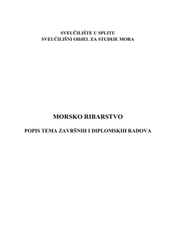 morsko ribarstvo - Sveučili&scaron;ni odjel za studije mora
