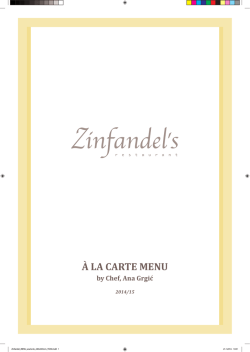 &Agrave; LA CARTE MENU by Chef, Ana Grgić