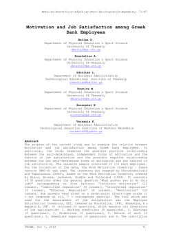 Motivation and Job Satisfaction among Greek Bank Employees