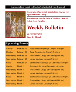 Weekly Bulletin - Annunciation Greek Orthodox Cathedral Of New