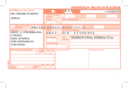 Primjer opće uplatnice troškovi upisa, indeksa i xice.