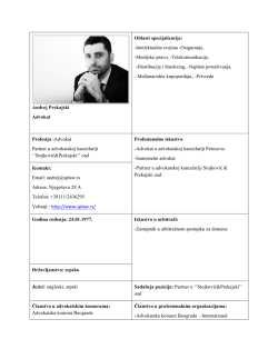 Andrej Prekajski Advokat Oblasti specijalizacije: