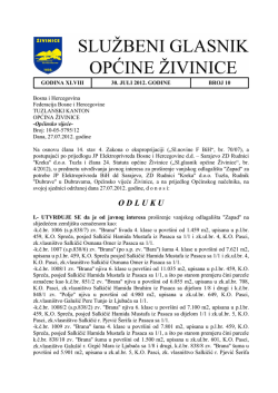 Službeni glasnik, broj 10/12 od 30.07.2012. godine