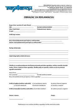 OBRAZAC ZA REKLAMACIJU
