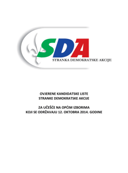 liste kandidata sda za opće izbore 2014. godine