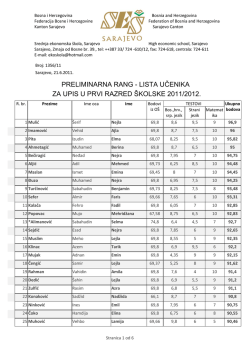 preliminarna rang - lista učenika za upis u prvi razred &scaron;kolske 2011