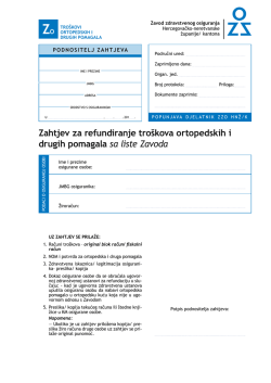 Zahtjev za refundiranje troškova ortopedskih i drugih pomagala sa