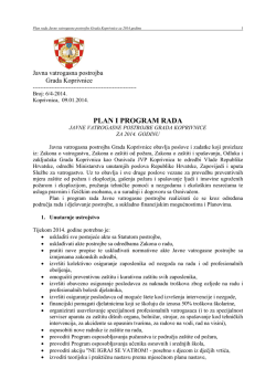 Plan i program rada 2014. - Javna vatrogasna postrojba Koprivnica