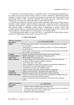 1. IZBORNA NASTAVA 1/7 U Gimnaziji se izvodi